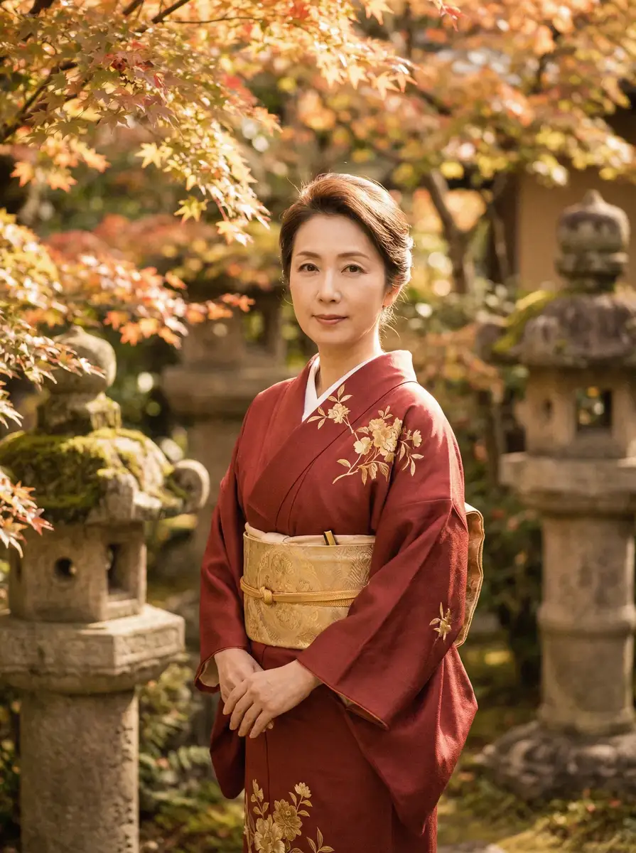 一位身穿暗红色和服的优雅 【蜜桃传媒官网】蜜桃传媒最新入口_蜜桃传媒实时更新 在日式庭院中